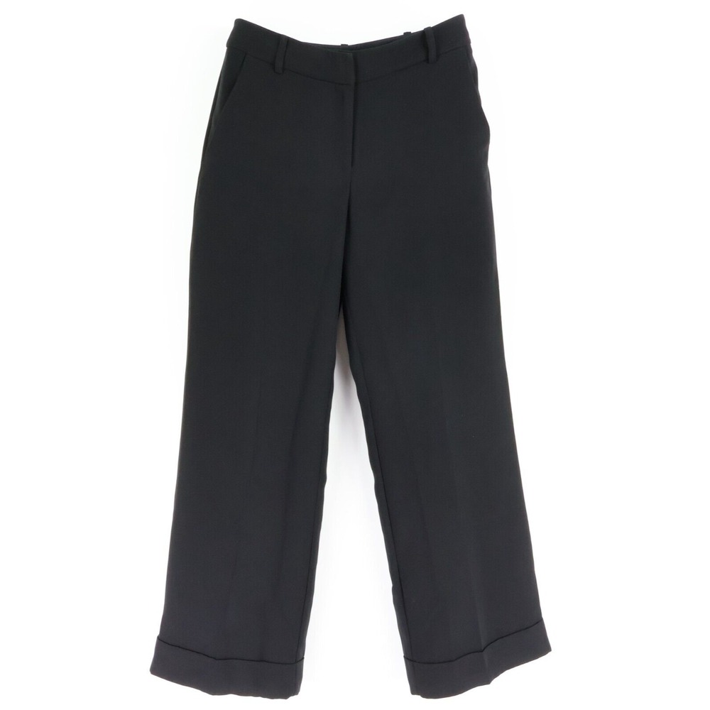 New York & Company Dress Pants Womens Size 6 Black 100% Polyester Cuffed Pockets